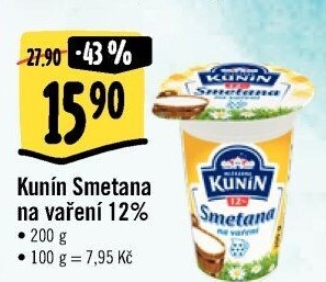 Smetana na vaření Kunín 12%