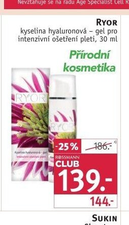 Ryor kyselina hyaluronová – gel pro intenzivní ošetření pleti