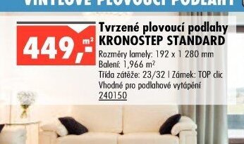 Tvrzené plovoucí podlahy KRONOSTEP STANDARD - UNI HOBBY akcniletaky.com