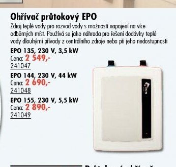 Ohřívač průtokový EPO - UNI HOBBY akcniletaky.com