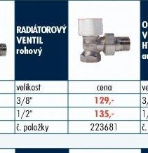 RADIÁTOROVÝ VENTIL rohový - UNI HOBBY akcniletaky.com