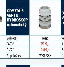 ODVZUŠ. VENTIL HYDROSKOP. automatický - UNI HOBBY akcniletaky.com