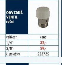 ODVZUŠ. VENTIL ruční - UNI HOBBY akcniletaky.com