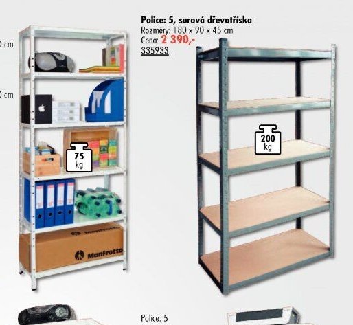 Kovový regál (5 polic, surová dřevotříska) - UNI HOBBY akcniletaky.com