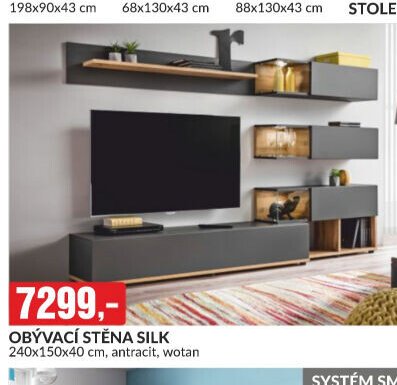 OBÝVACÍ STĚNA SILK 240x150x40 cm, antracit, wotan