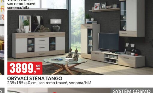 OBÝVACÍ STĚNA TANGO 235x185x40 cm, san remo tmavé, sonoma/bílá