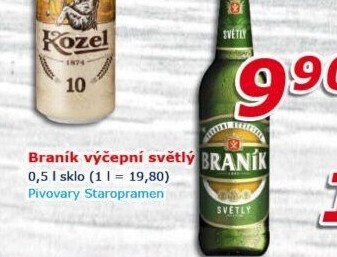 Pivo světlé výčepní 10° Braník