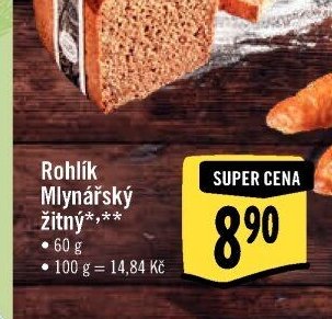 Rohlík Mlynářský žitný