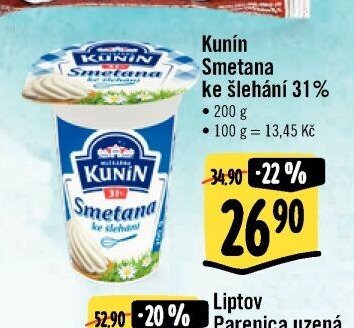 Kunín Smetana ke šlehání 31%
