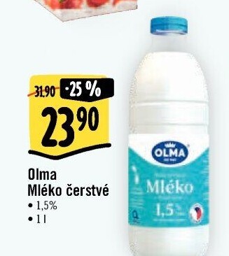 Mléko čerstvé Olma - 1,5% polotučné