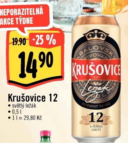 Pivo světlý ležák 12° Krušovice