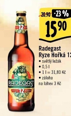 Pivo světlý ležák 12° Ryze hořká Radegast