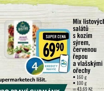 Saláts kozím sýrem, červenou řepou a vlašskými ořechy Albert Fresh Bistro