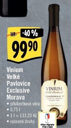 Vína Vinium Exclusive Velké Pavlovice - přívlastková