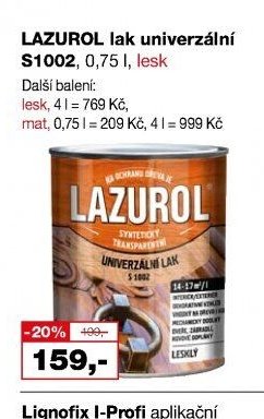 LAZUROL lak univerzální S1002, 0,75 l, lesk