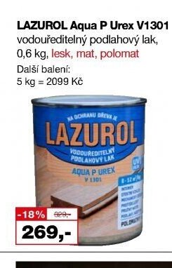 LAZUROL Aqua P Urex V1301 vodouředitelný podlahový lak, 0,6 kg