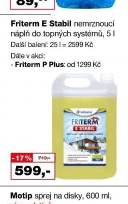 Friterm E Stabil nemrznoucí náplň do topných systémů, 5 l