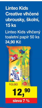 Vlhčené ubrousky školní Kids Linteo