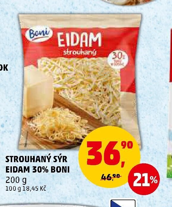 Strouhaný sýr EIDAM 30% BONI