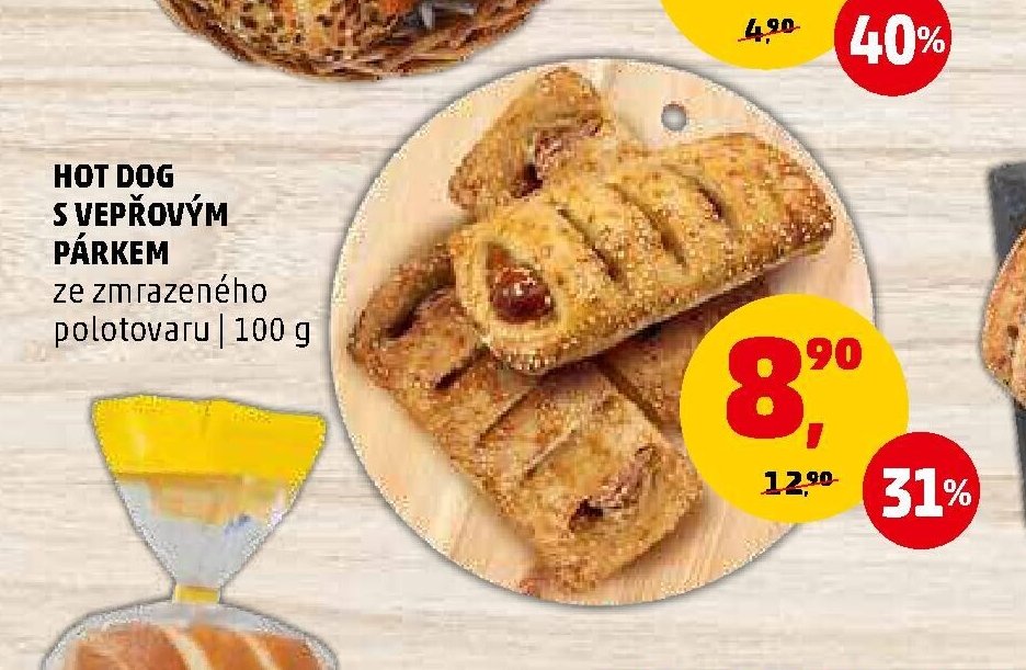 Hot dog s vepřovým párkem