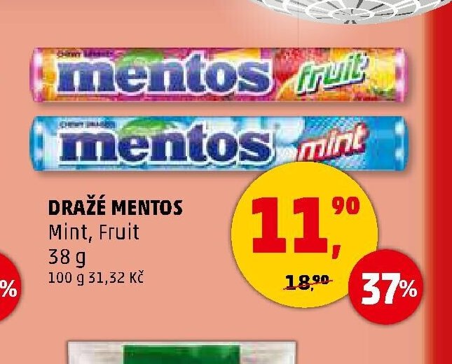 DRAŽÉ MENTOS Mint, Fruit