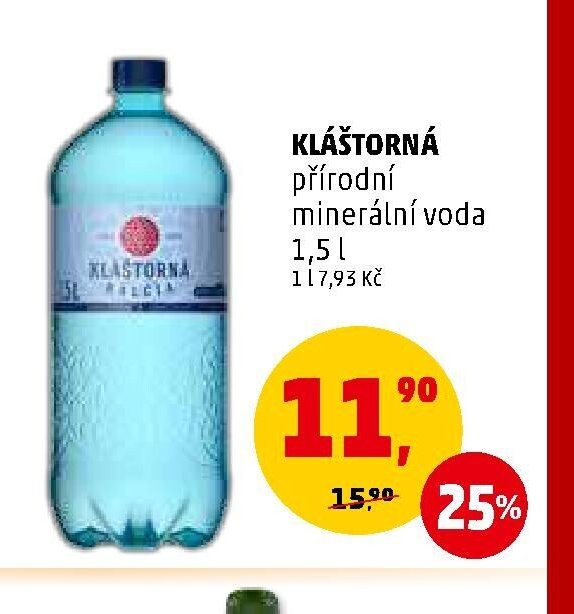 Kláštorná přírodní minerální voda 1,5 l