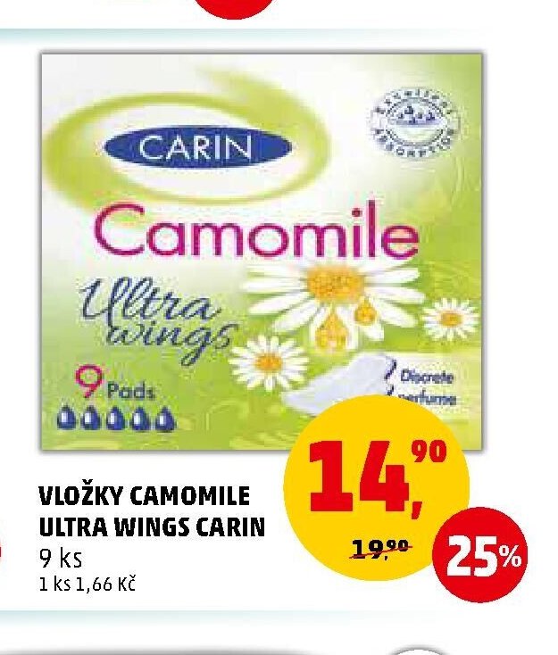 VLOŽKY CAMOMILE ULTRA WINGS CARIN
