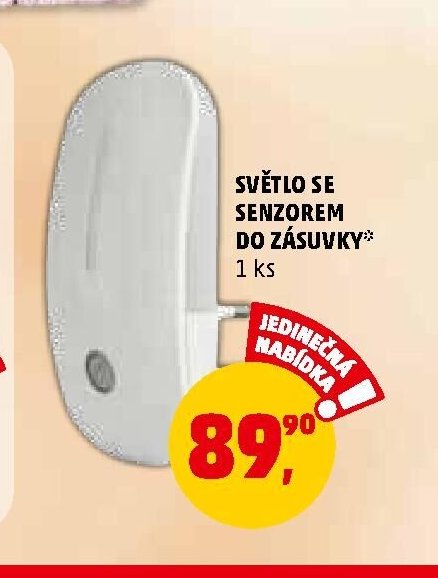Světlo se senzorem do zásuvky 1 ks