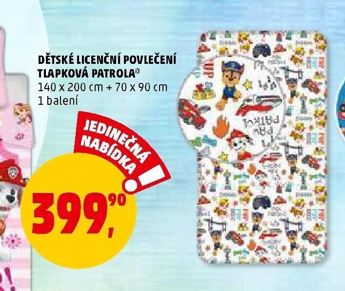 DĚTSKÉ LICENČNÍ POVLEČENÍ TLAPKOVÁ PATROLA