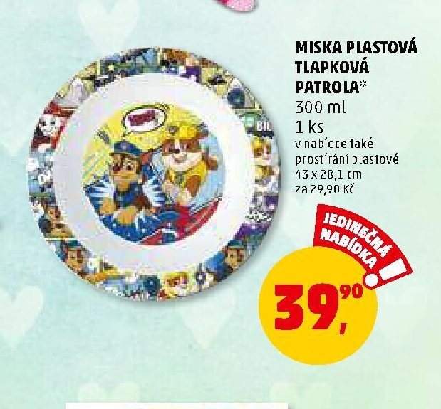 MISKA PLASTOVÁ TLAPKOVÁ PATROLA