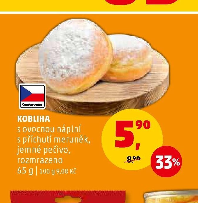 KOBLIHA s ovocnou náplní s příchutí meruněk, jemné pečivo