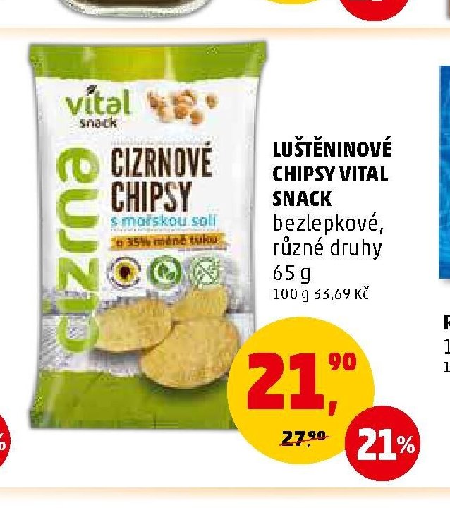 LUŠTĚNINOVÉ CHIPSY VITAL SNACK