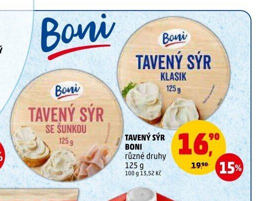Tavený sýr Boni různé druhy 125 g