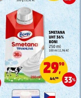 Smetana UHT 36% Boni 250 ml