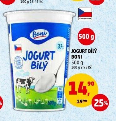 Jogurt bílý Boni 500 g