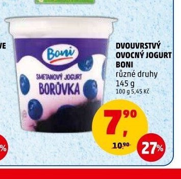 Dvouvrstvý ovocný jogurt Boni různé druhy 145 g