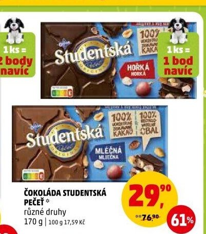ČOKOLÁDA STUDENTSKÁ PEČEŤ