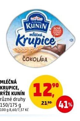 Mléčná krupice, rýže Kunín