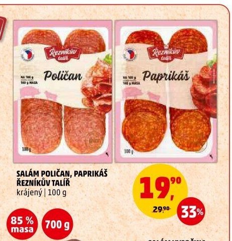 SALÁM POLIČAN, PAPRIKÁŠ ŘEZNÍKŮV TALÍŘ