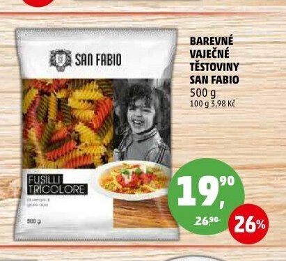 Barevné vaječné těstoviny San Fabio