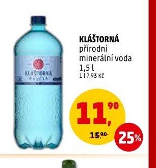 Kláštorná přírodní minerální voda 1,5 l