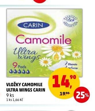VLOŽKY CAMOMILE ULTRA WINGS CARIN