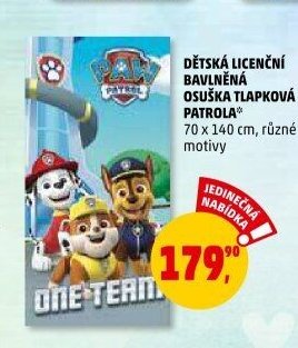 Dětská licenční bavlněná osuška Tlapková patrola