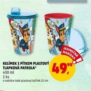 Kelímek s pítkem plastový Tlapková patrola