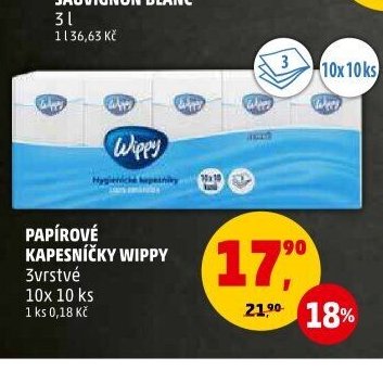 Papírové kapesníčky Wippy 3vrstvé 10x 10 ks