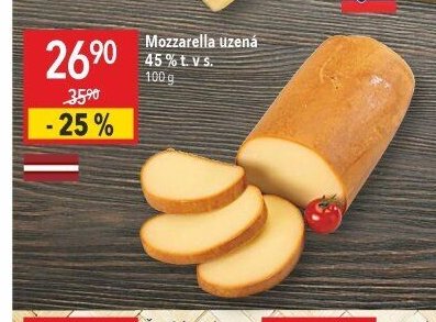Mozzarella uzená 45 % t. v s.