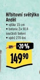 Hřbitovní světýlko Anděl