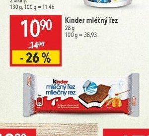Kinder mléčný řez