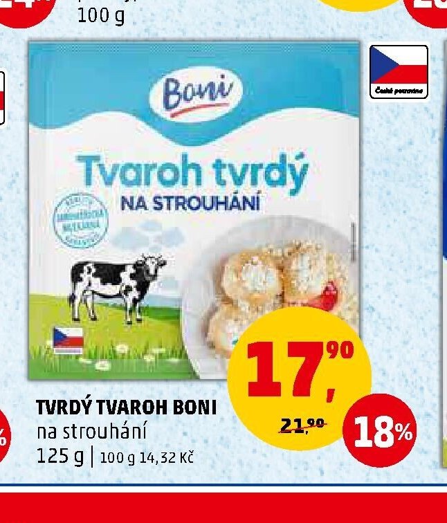 Tvrdý tvaroh Boni na strouhání