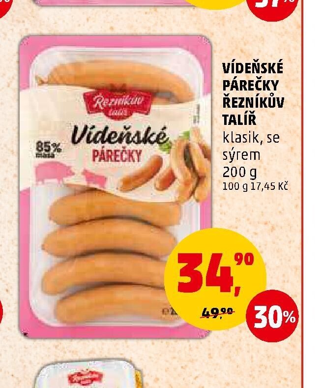 VÍDEŇSKÉ PÁREČKY ŘEZNÍKŮV TALÍŘ klasik, se sýrem 200 g